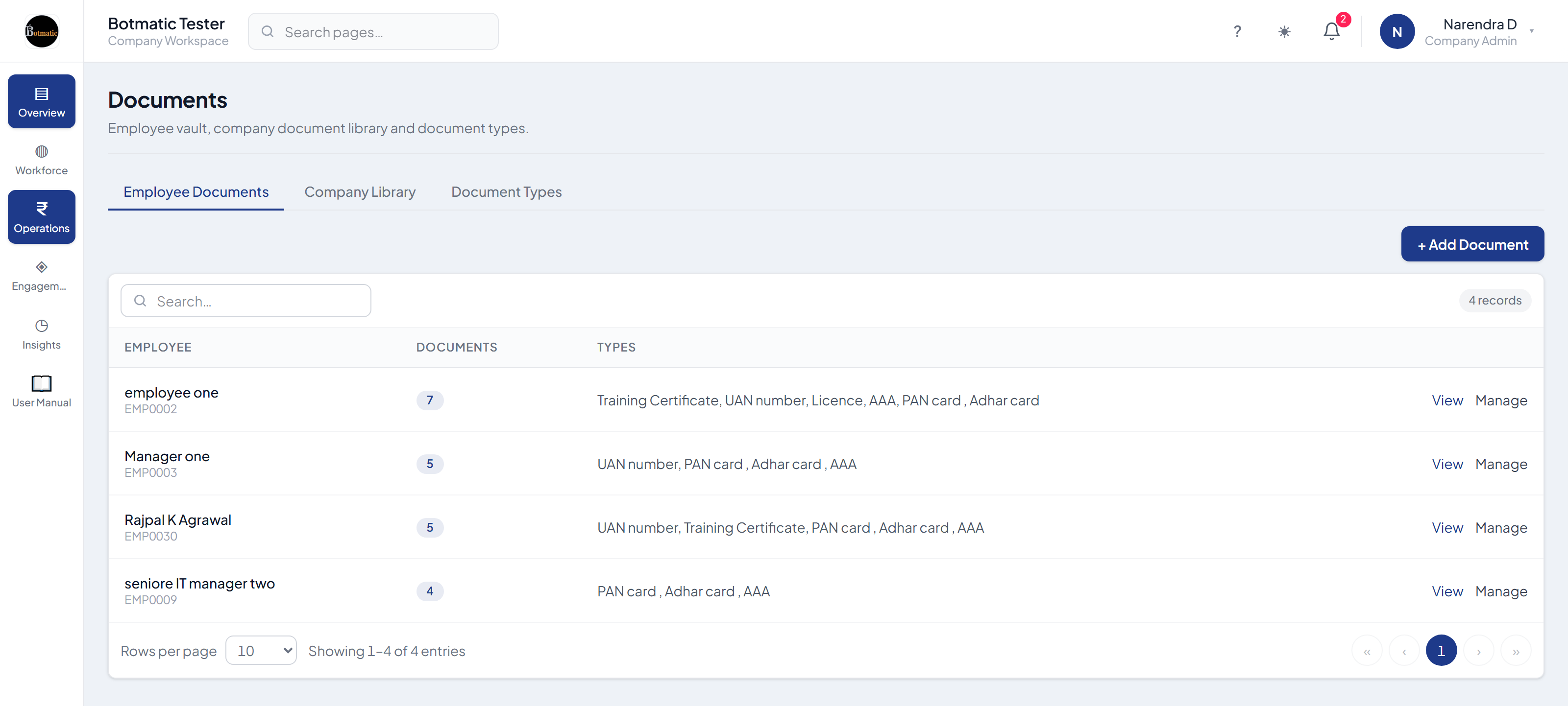 MyBridge document management screen with the HR document library and policies